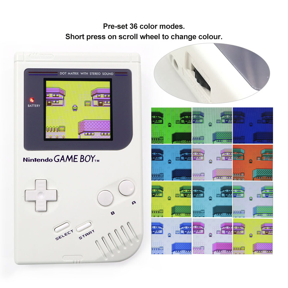For GameBoy GB DMG IPS V5 LCD Blacklight Screen Kit W/USB-C Rechargeable Battery