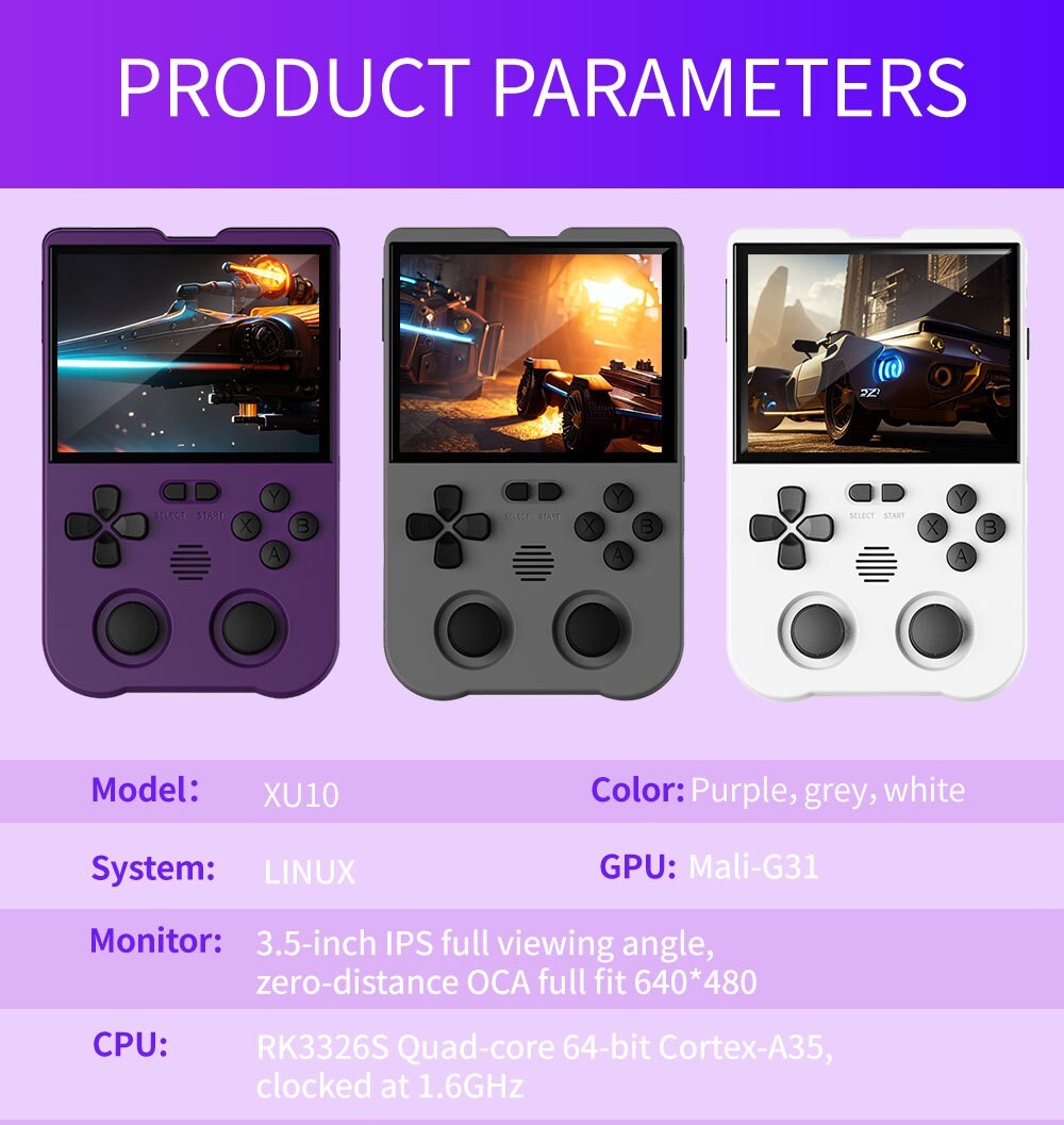 XU10 Retro Video Game Console Handheld 3.5” IPS Linux Kids Toy Gift 3000mAh AU