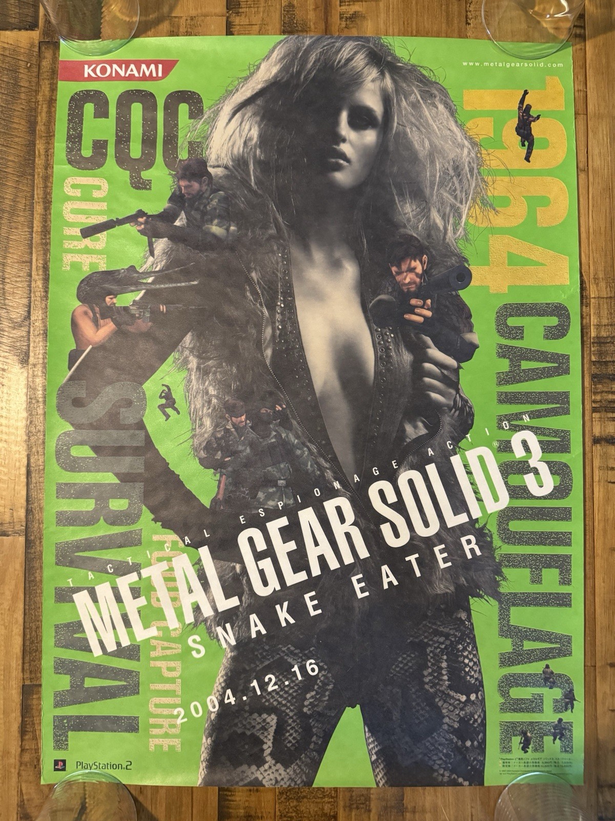 Ps2 Metal Gear Solid 3 Snake Eater Konami JAPAN Promo B2 Poster USA Seller