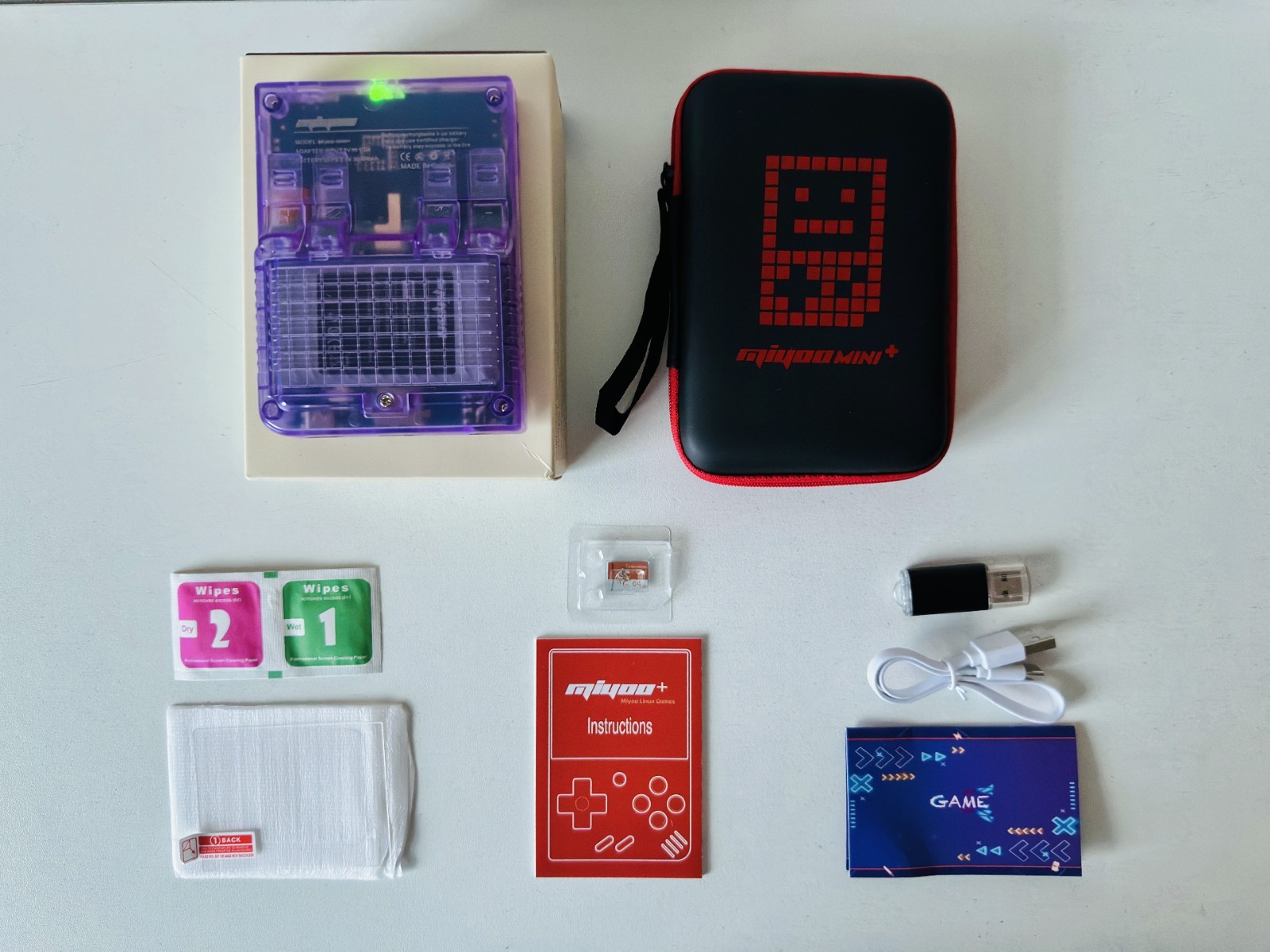 Miyoo Mini Plus Purple 64GB 3.5″ IPS Retro Handheld Console OnionOS WiFi + Case