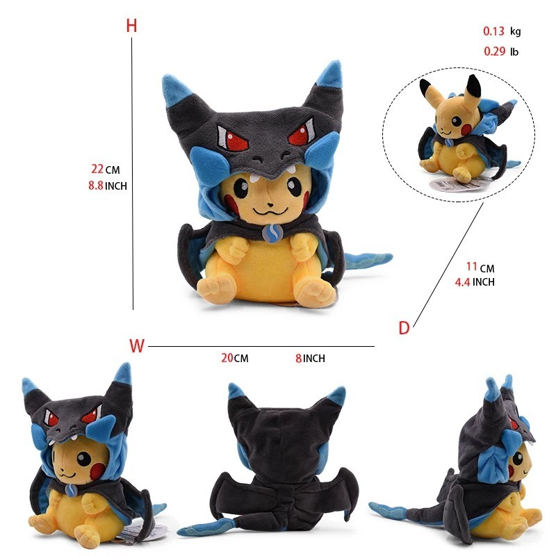 Pokemon Pikachu Hoodie Poncho Plushies Collection Cosplay Cute Soft Plush Toy