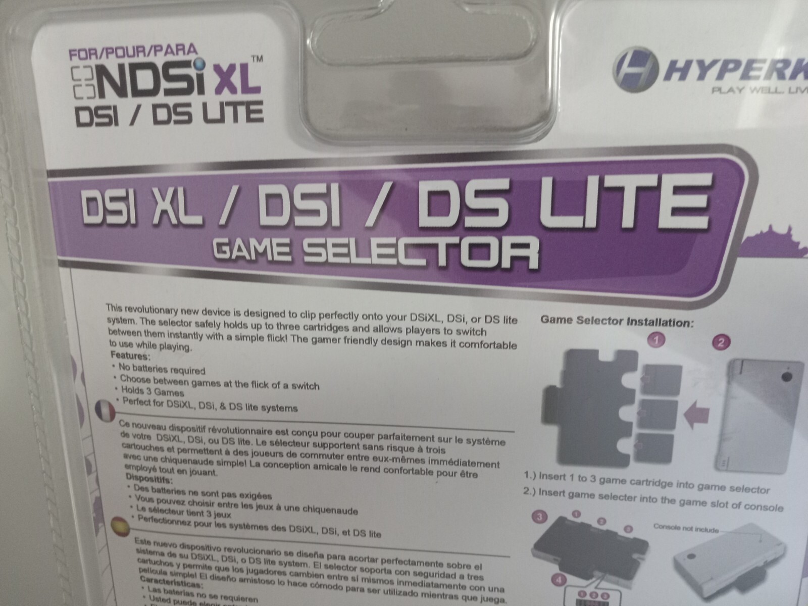 20 NEW 3 in 1 Game Selector Nintendo DSi,Dsi XL,DS Lite Switch Between 3 Games