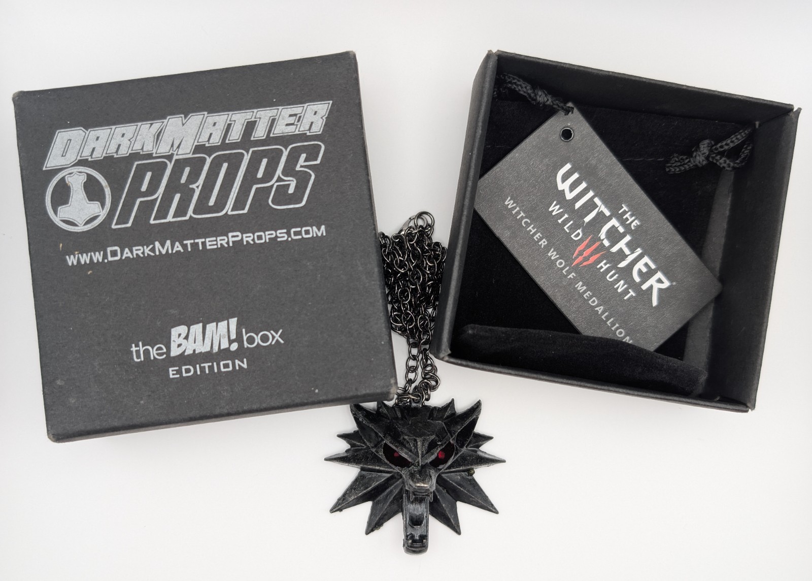 The Witcher Wild Hunt Wolf Medallion Necklace Dark Matter Props Bam Box Replica