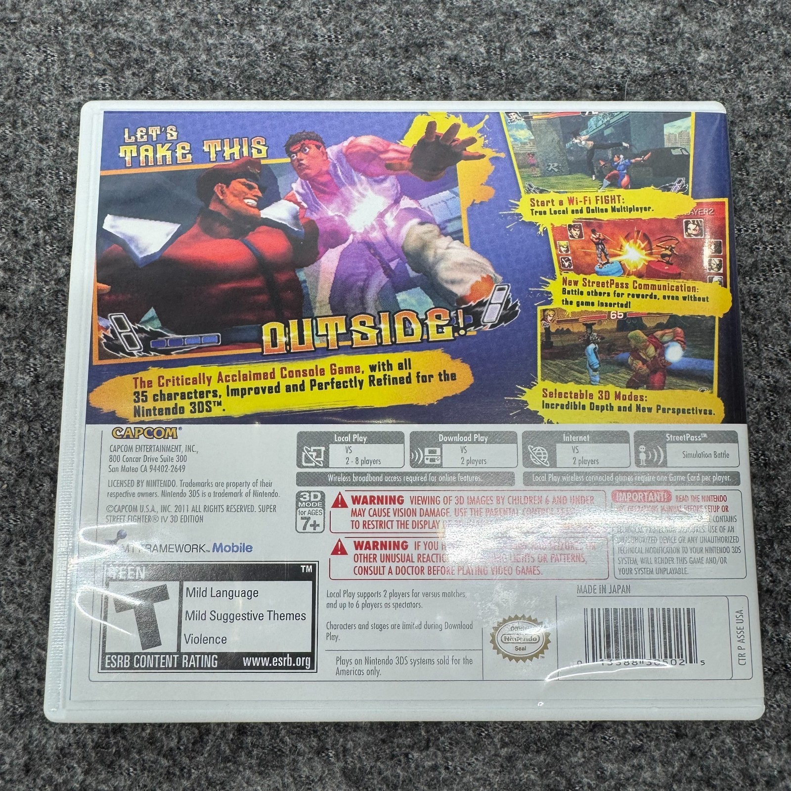 Super Street Fighter IV – 3D Edition – Nintendo 3DS – W/ Slipcover Tested