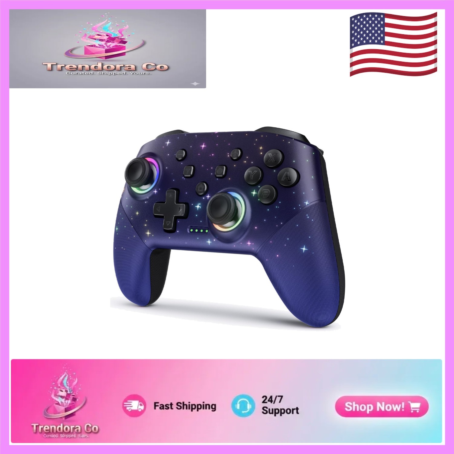Advanced Wireless Switch Controller with 8 RGB Modes & 10m Range for Gamers