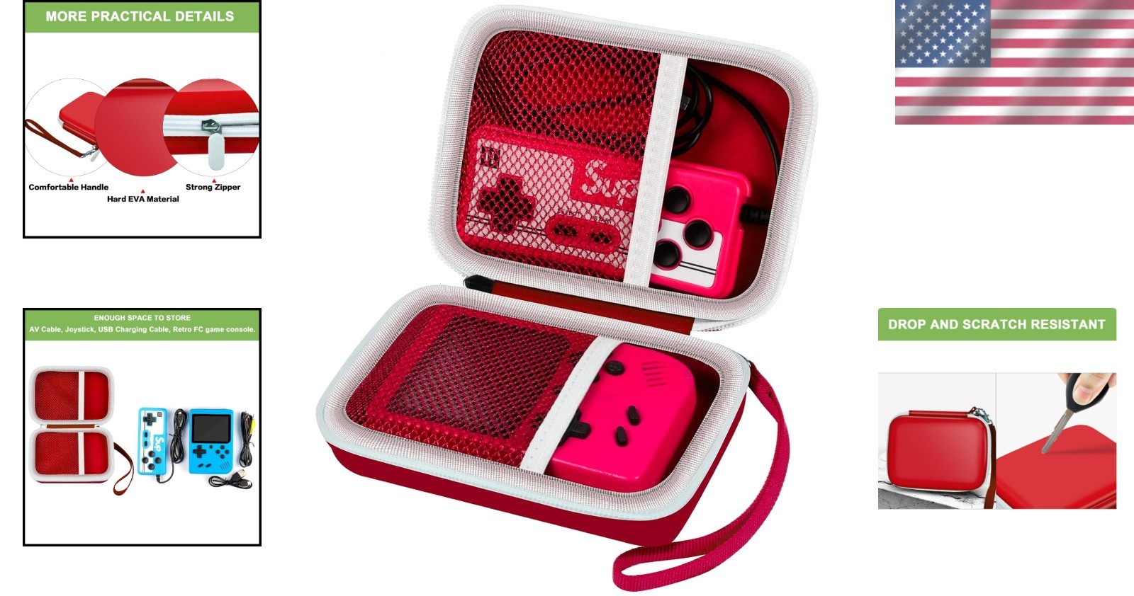 Durable EVA Case for Retro Handheld Consoles – Organizer with 2 Compartments