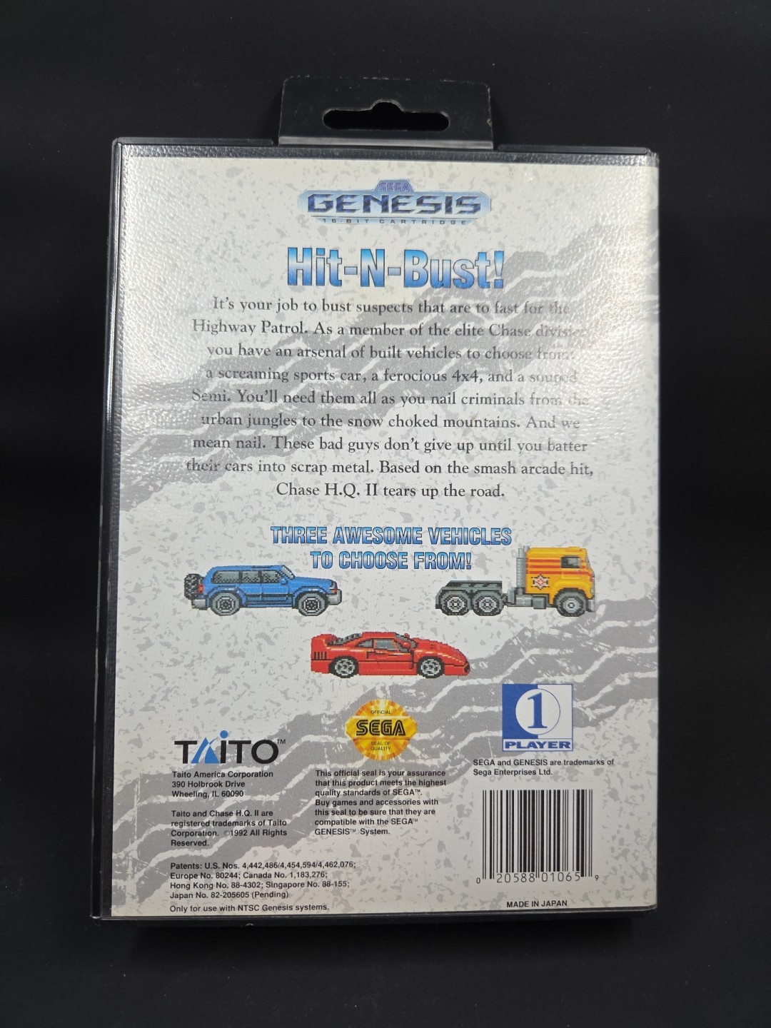 Chase H.Q. II (Chase HQ 2) (Sega Genesis, 1993) Authentic Game Cartridge + Case