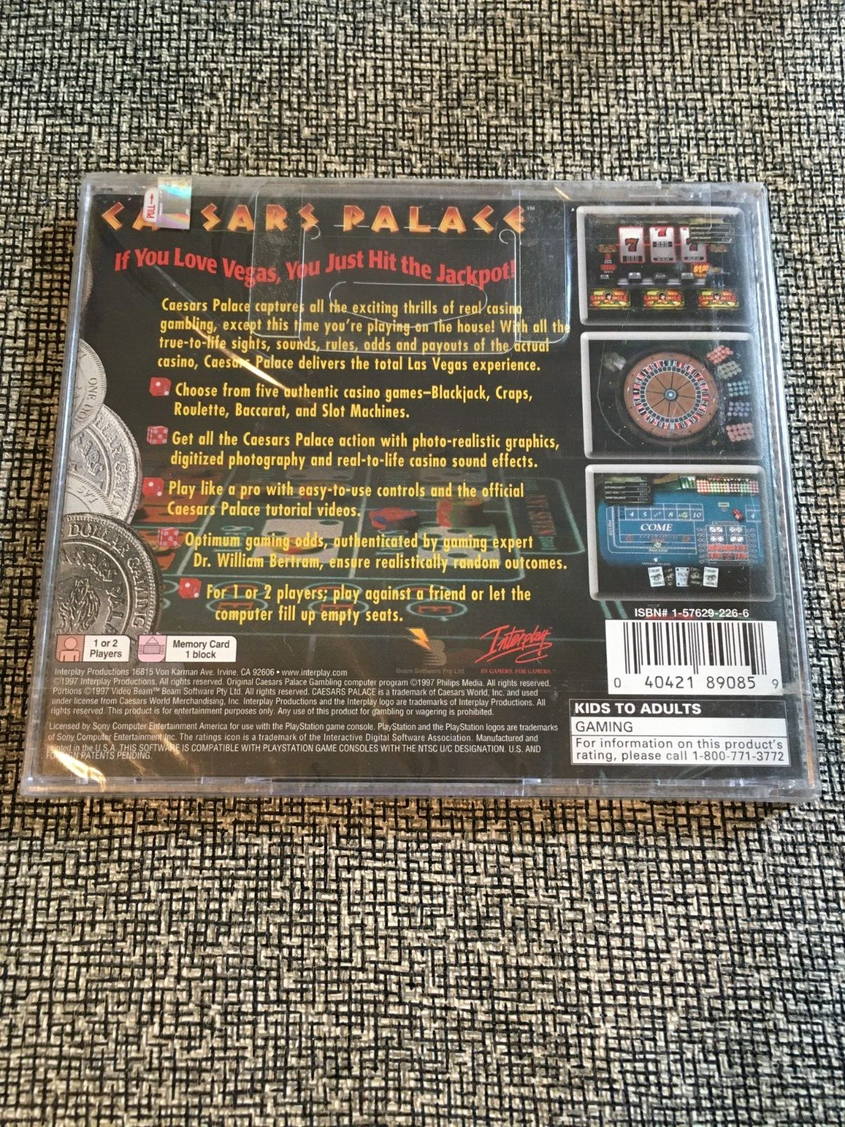 New! Caesars Palace Sony PlayStation 1 PS1 Black Label Sealed – See Notes