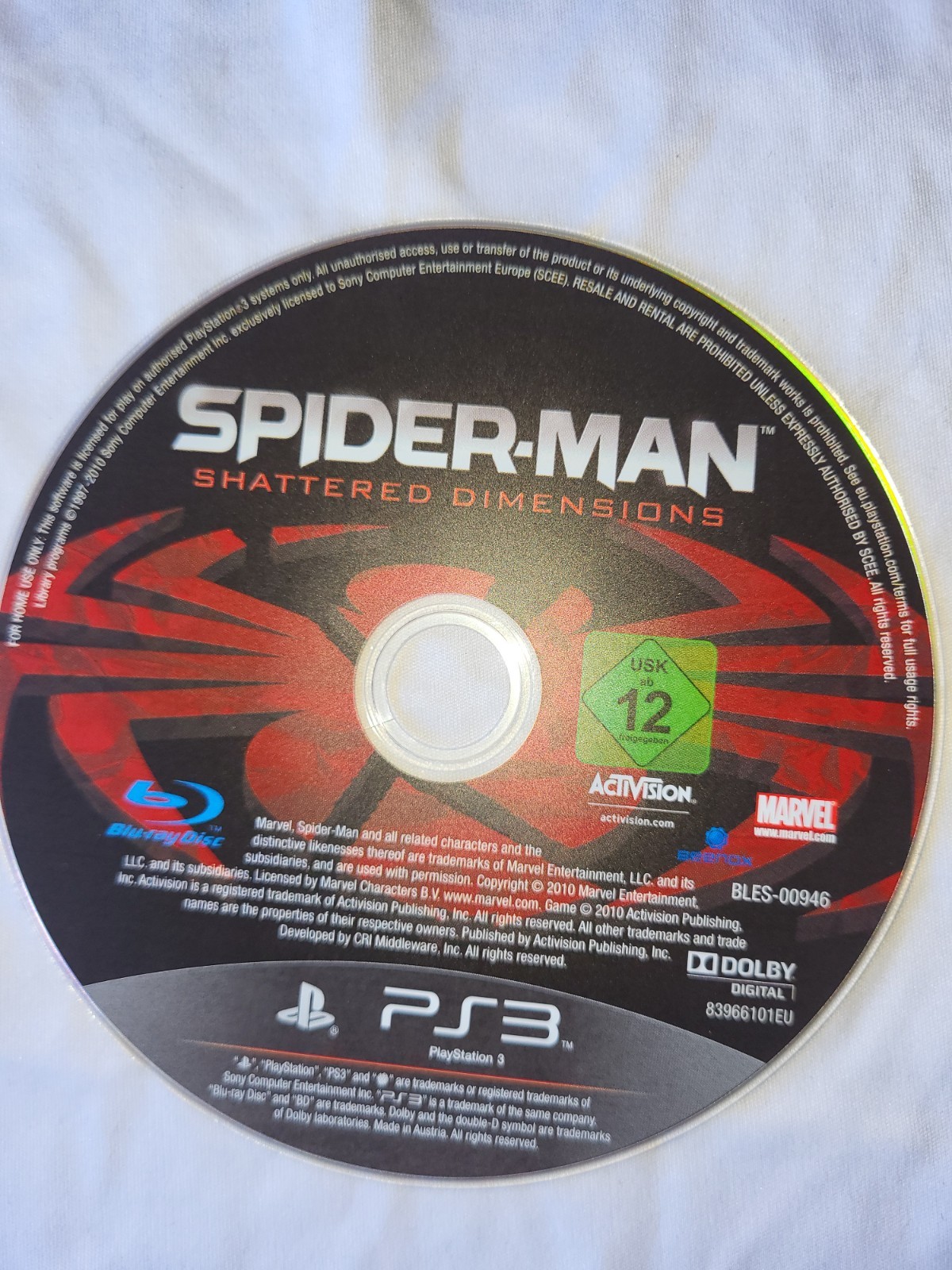 Spider-Man Shattered Dimensions PlayStation 3 Disc Only **PAL VERSION READ**