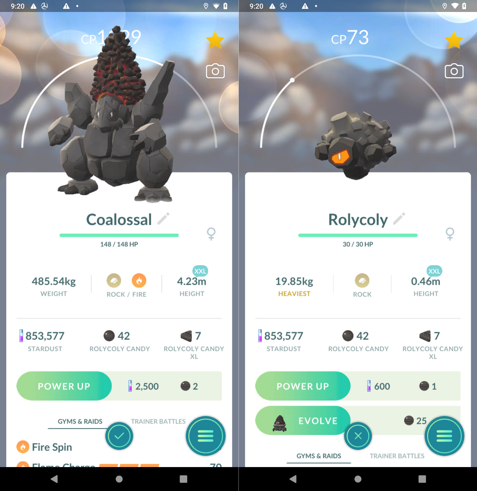 Rolycoly, Coalossal XXL, XXS | Tr-de 20k stardust