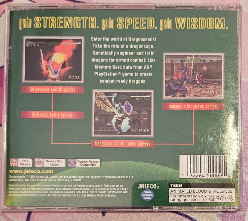 Dragon Seeds (Sony PlayStation 1, 1998) – Jaleco – Tested/Working – CIB