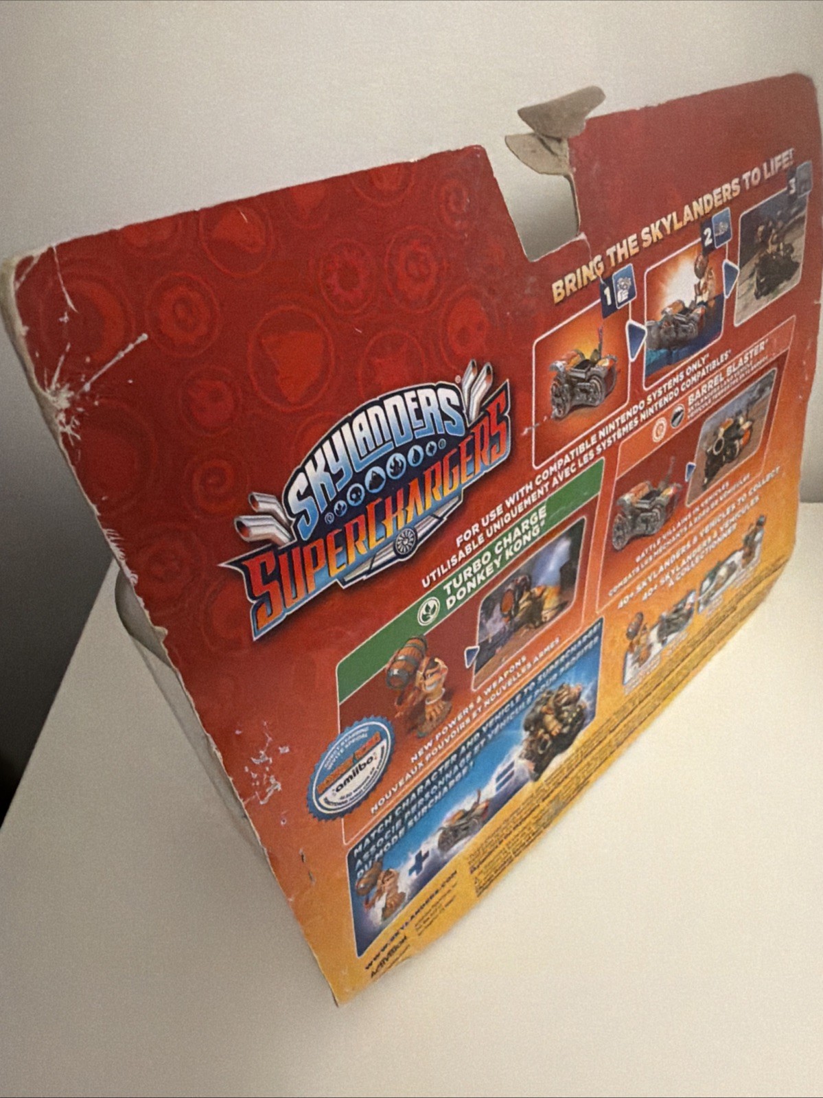 Skylanders Superchargers Turbo Charge Donkey Kong Amiibo Barrel Blaster Box DMG