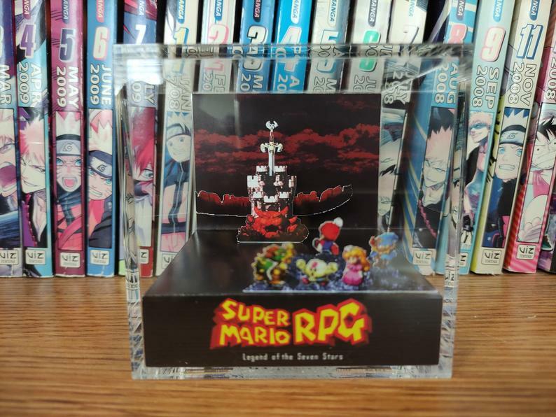Super Mario RPG – Bowser’s Castle Handmade Diorama -Gameboy Gaming Cube-Fanart