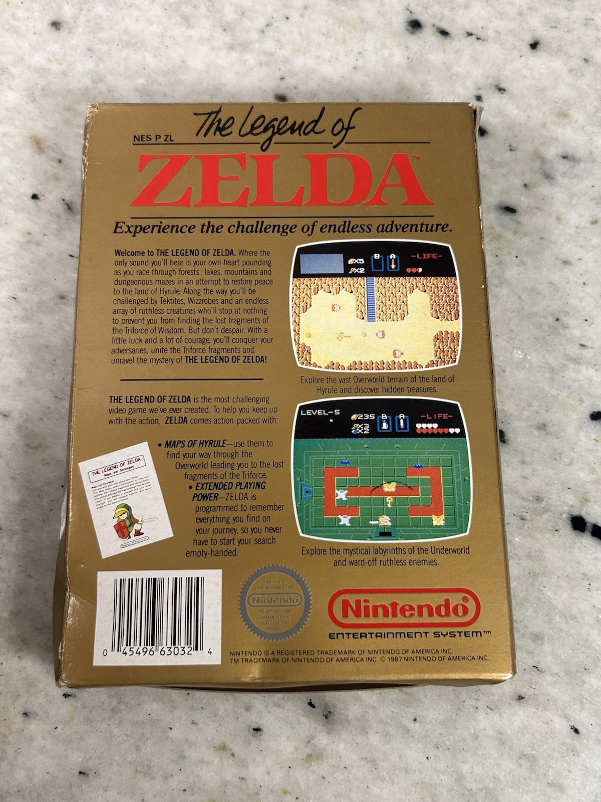 The Legend of Zelda Gold NES CIB Complete in Box w/ Manual & Sleeve 5screw