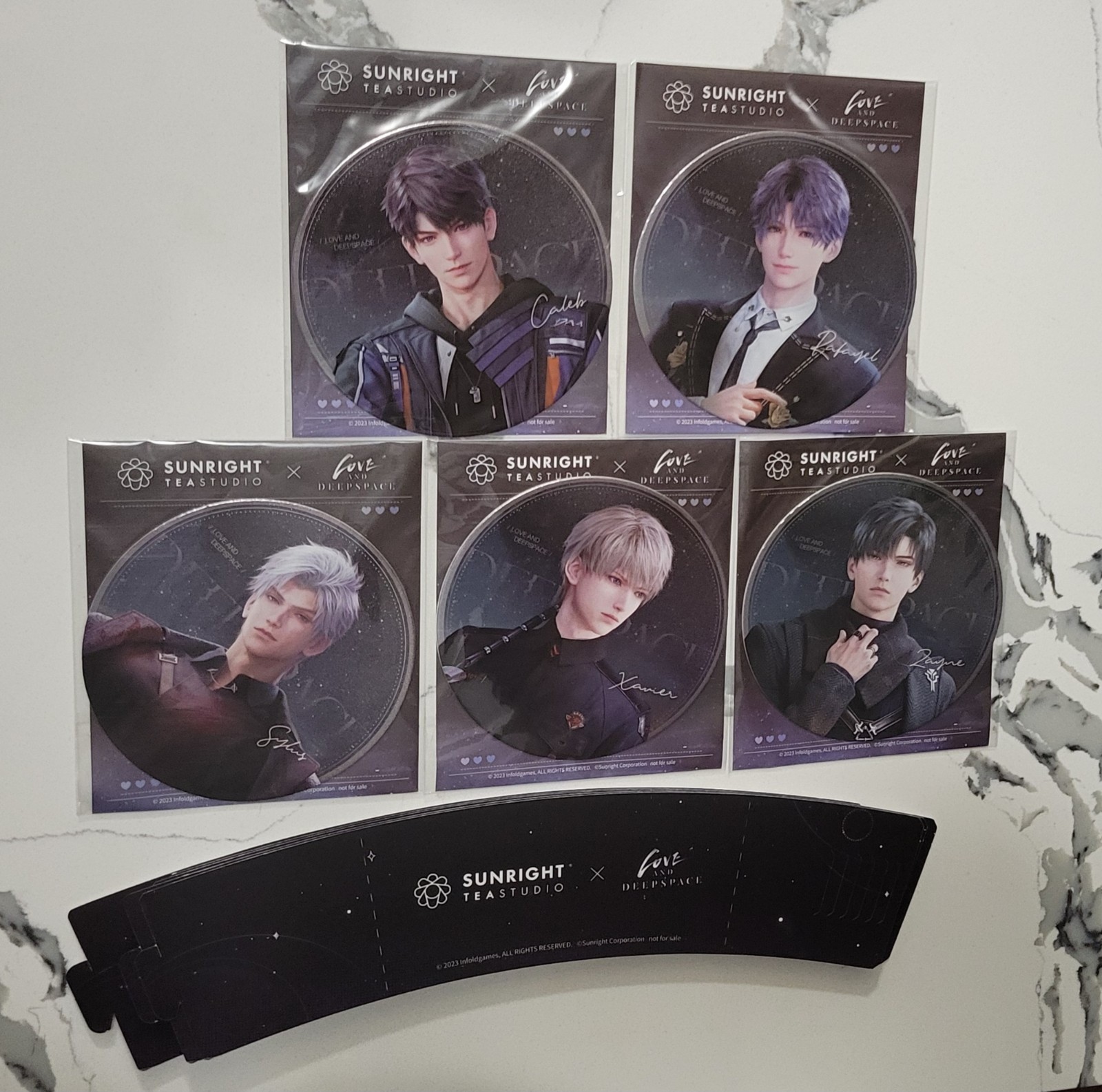 FULL SET – Love and Deepspace x Sunright Collab – Coaster + Sticker + Cupsleeve