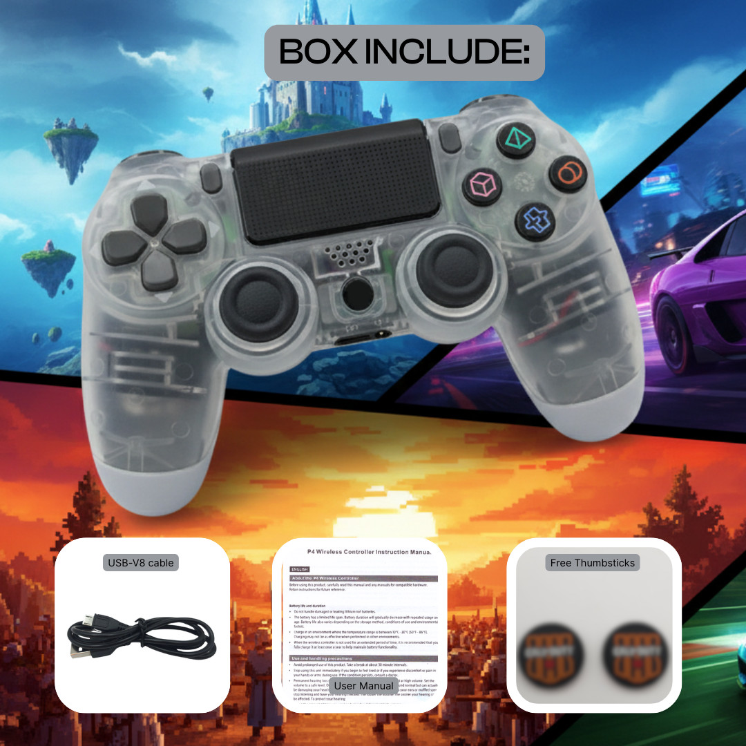 Universal Wireless Game Controller with Bluetooth, Dual Vibration & Free Thumbst
