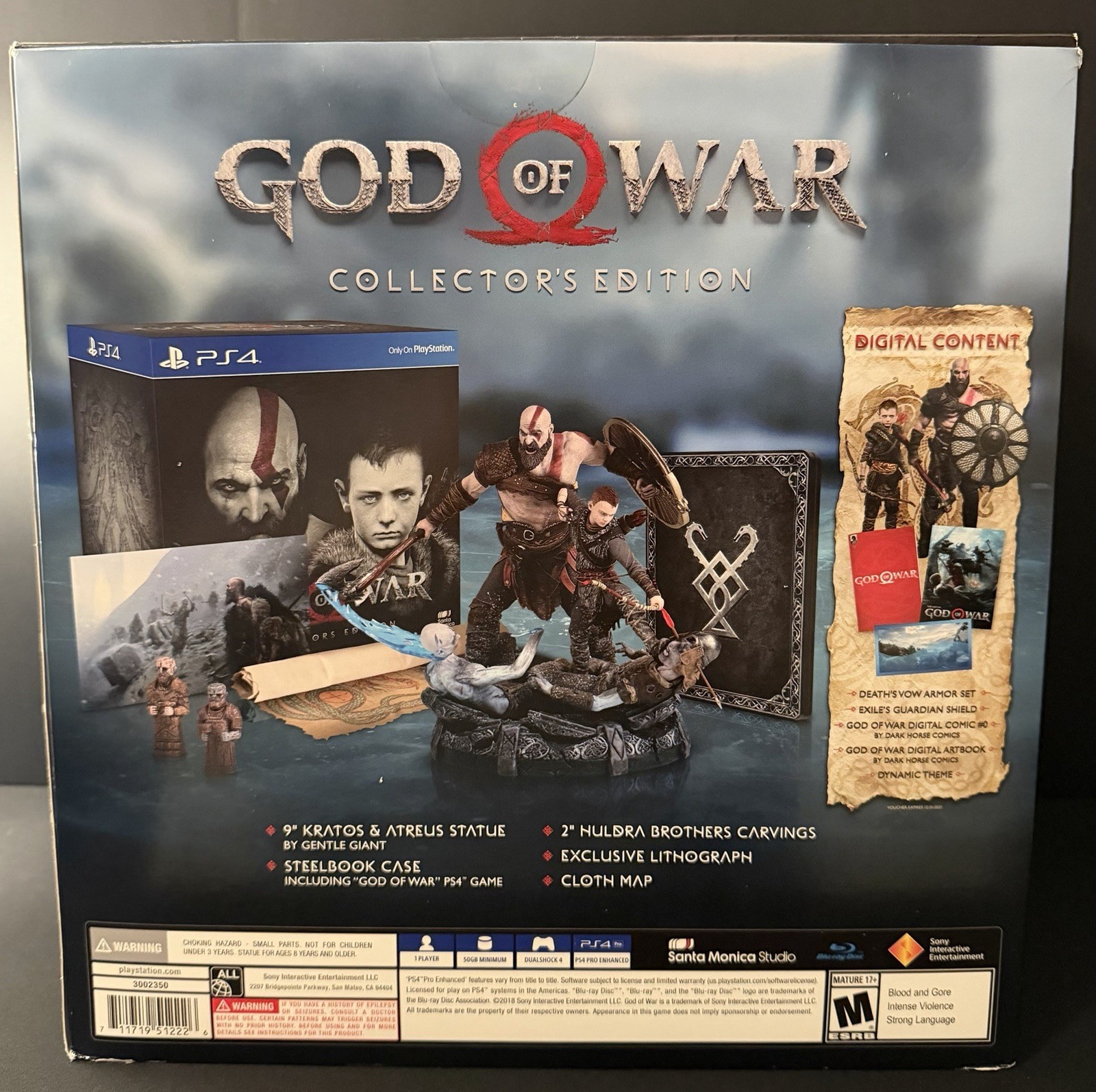 Sony PlayStation 4 God of War Collectors Edition PS4 Complete With Statue