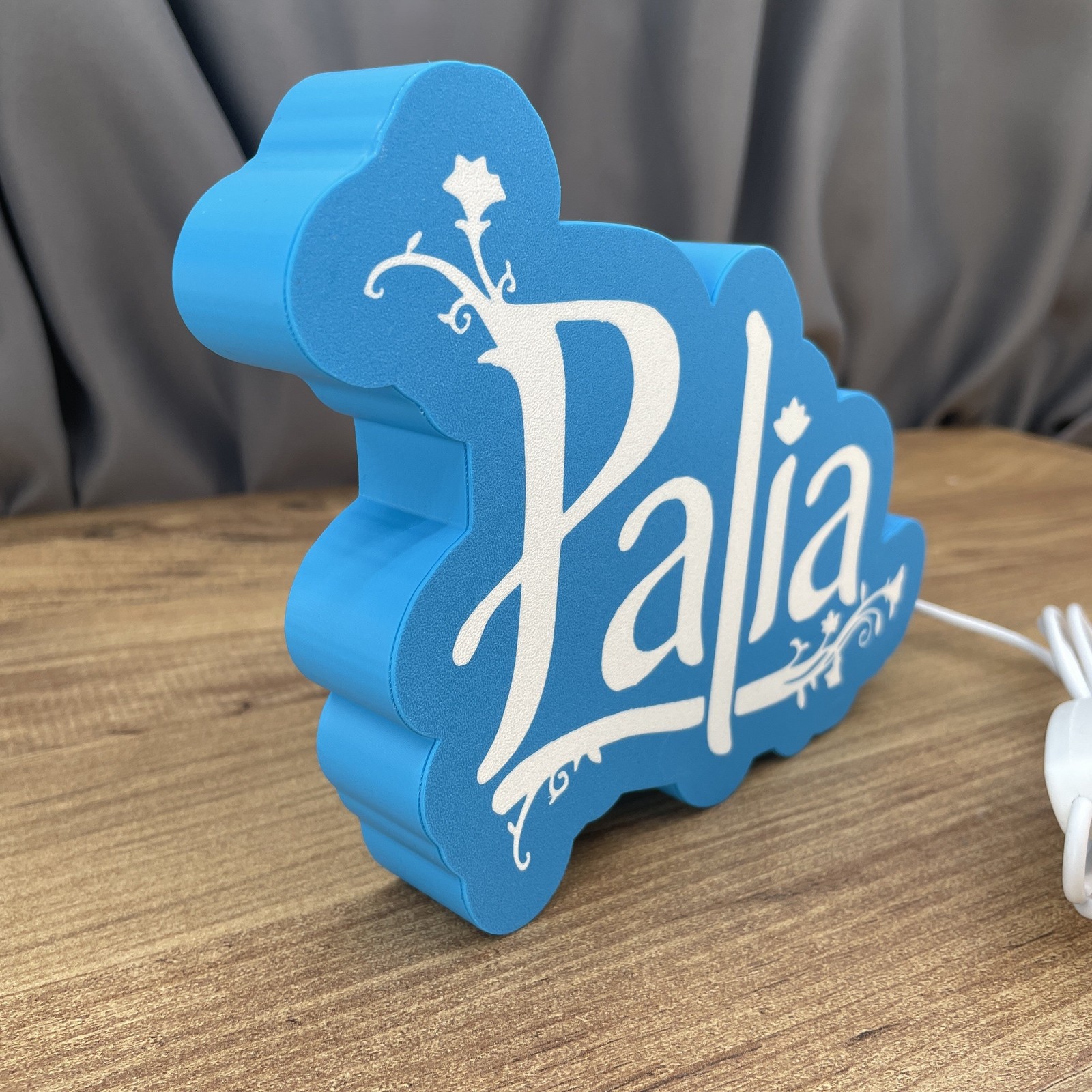 Palia LED Light Box Logo Sign Gaming Decor Blue White USB Desk Lamp Glowing 20cm