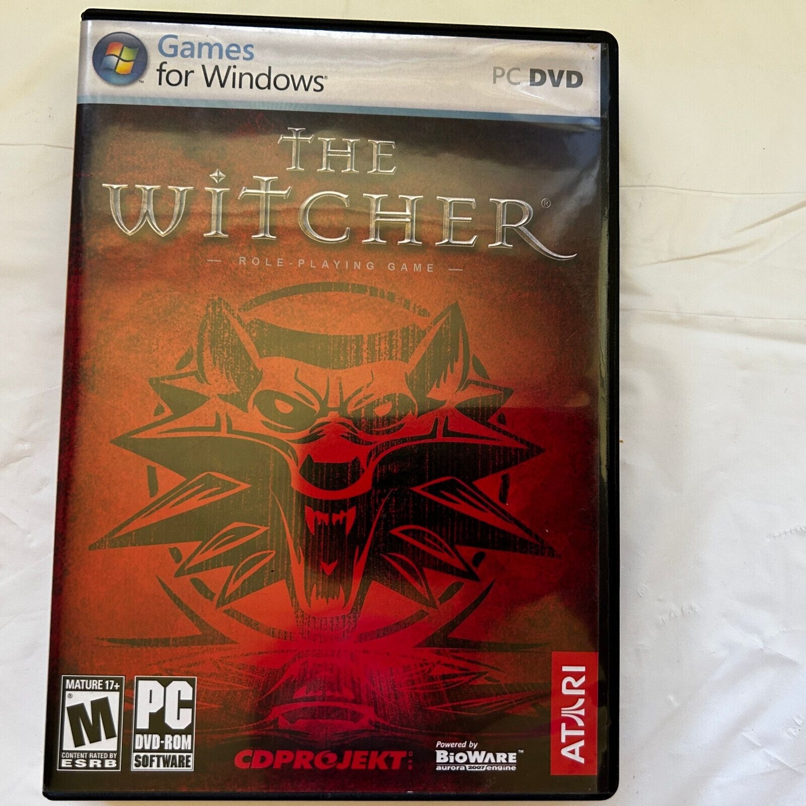 The Witcher Role Playing Game For Windows PC DVD 2007 Red Box Cover