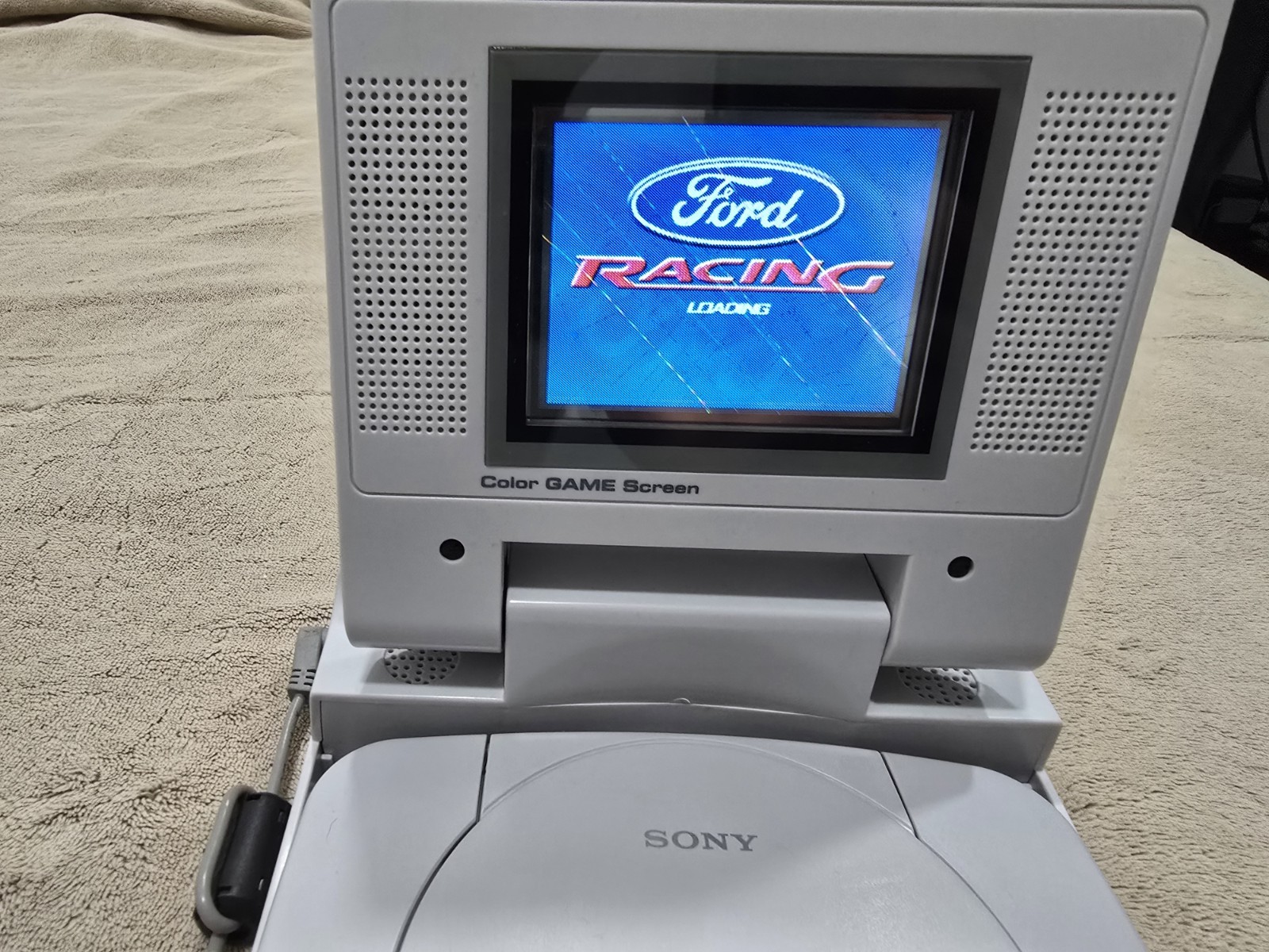 Sony Playstation 1 Console with LCD Screen Attachment PS1 and Game, works AS-IS