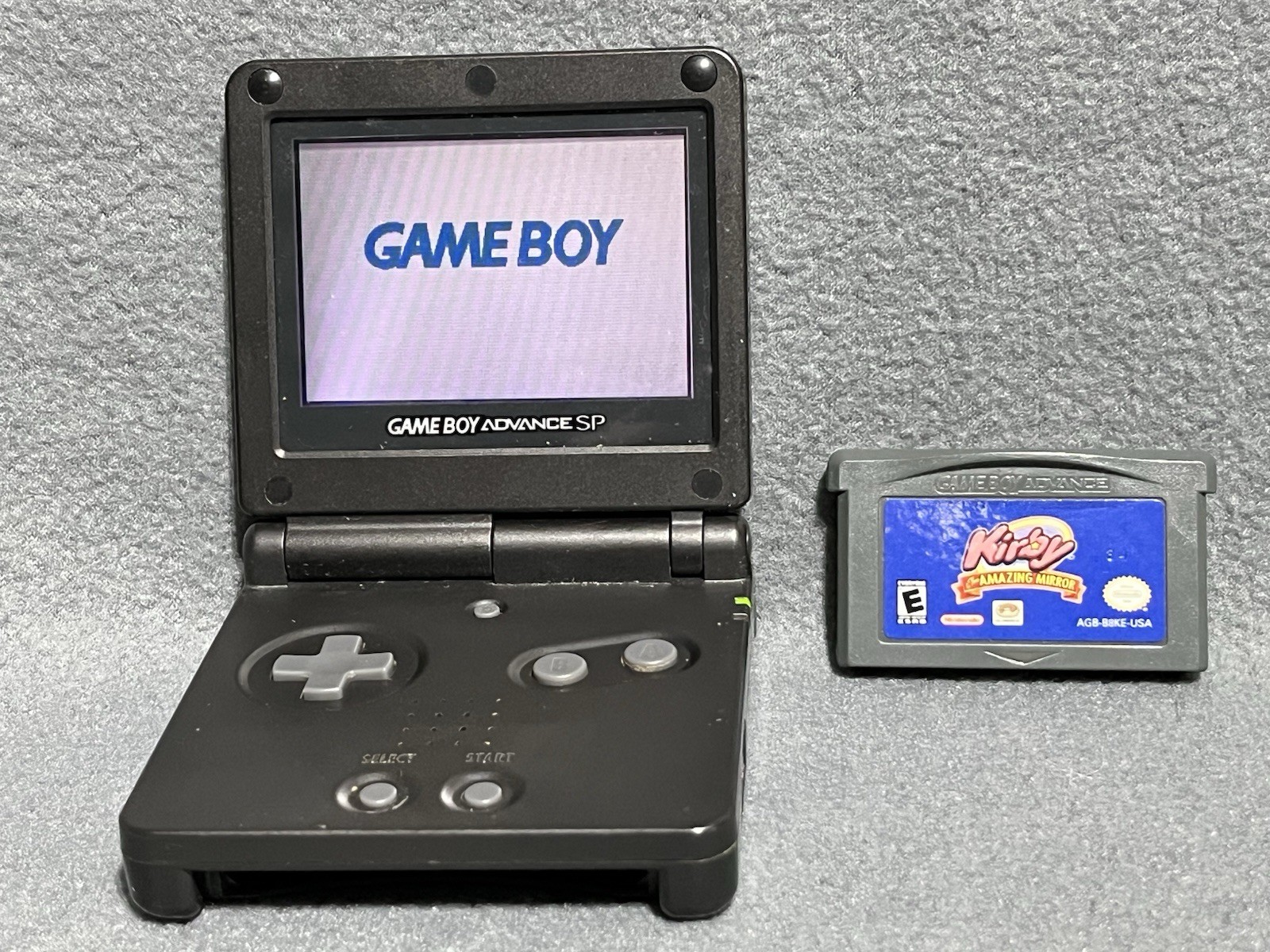 Nintendo Game Boy Advance SP GBA Black Handheld Console AGS-001 w/ Kirby Mirror