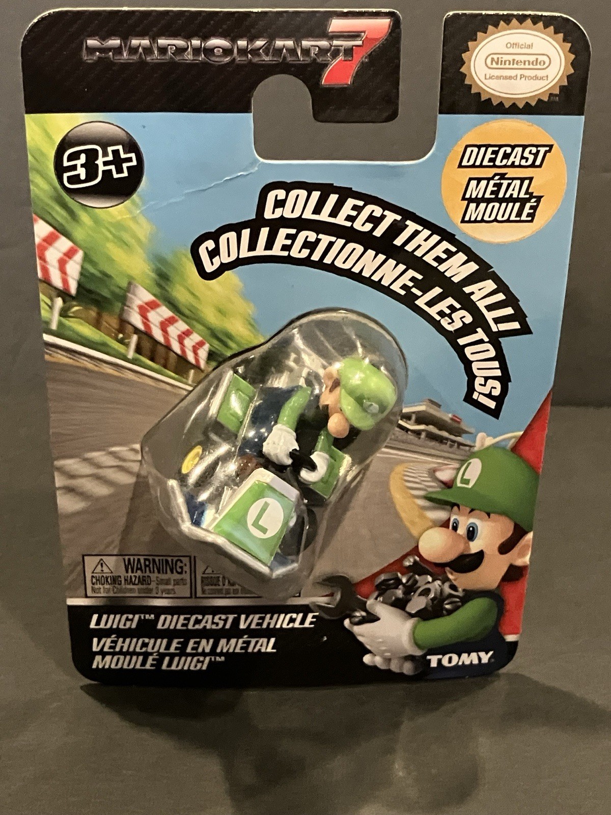 RARE Mario Kart 7 Luigi Diecast Mini Collectible Vehicle Tomy Nintendo 2011 Wii