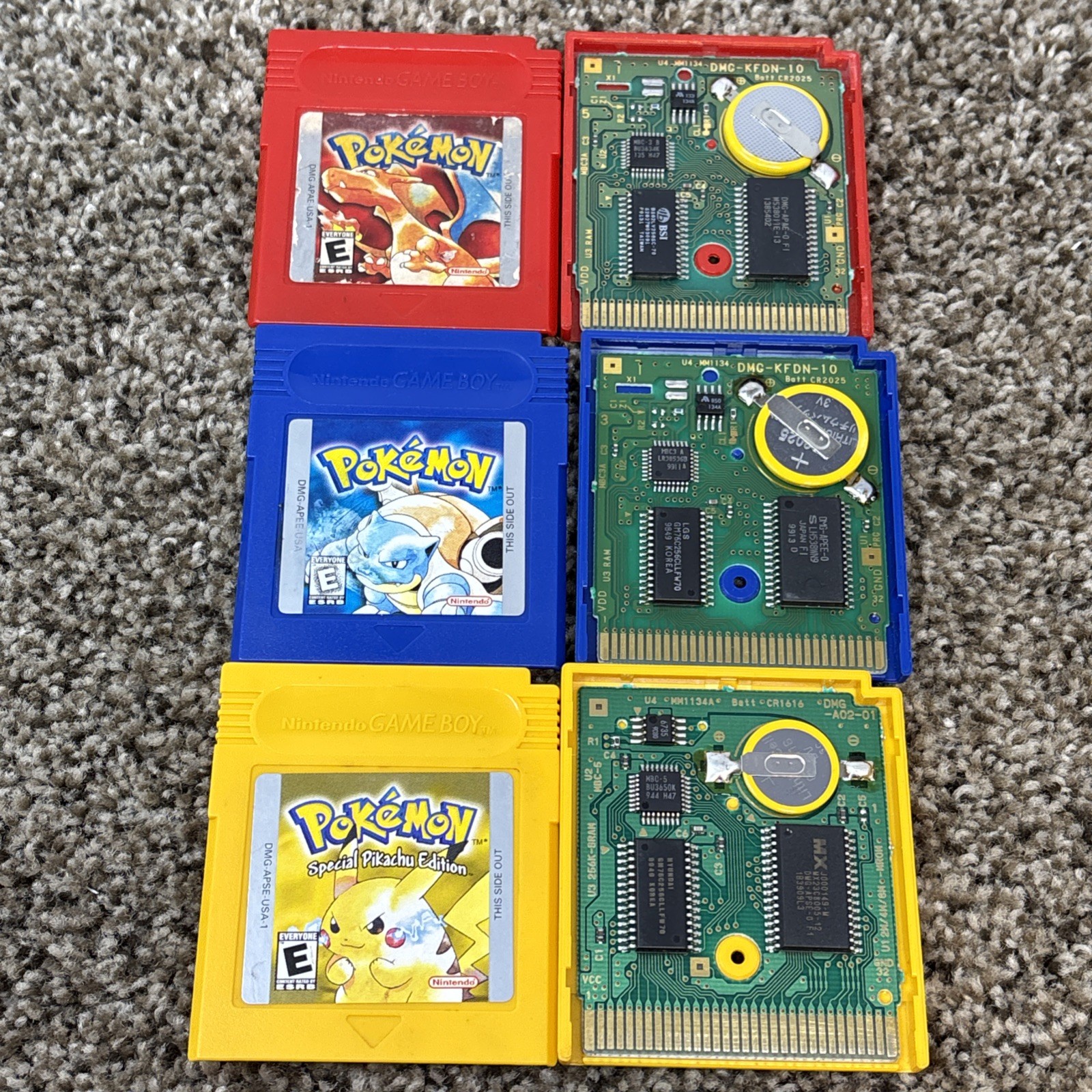 Pokemon Blue Red Yellow Gameboy Game Boy Authentic NEW BATTERY