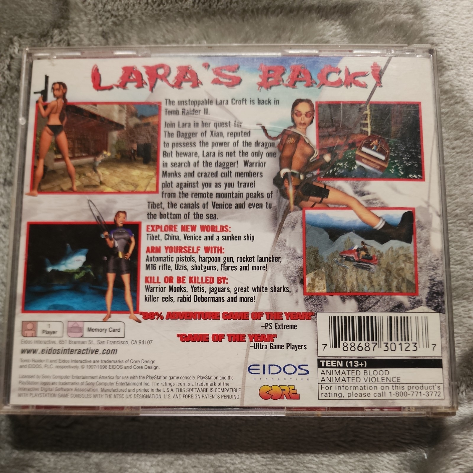Tomb Raider II – PS1 (PlayStation 1) CIB, Tested and in Original Uncracked Case