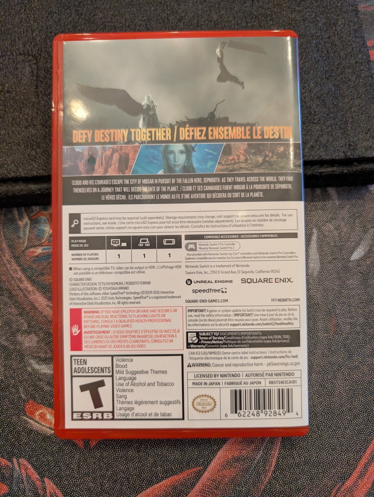 NO CARD- Final Fantasy VII 7 Rebirth Day One Edition Nintendo Switch 2 -NO CARD