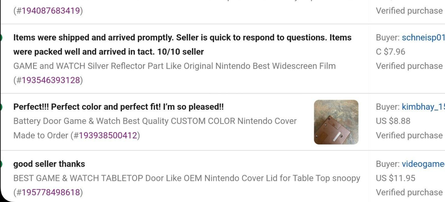 Battery Door Game & Watch Best Quality CUSTOM COLOR Nintendo Cover Made to Order