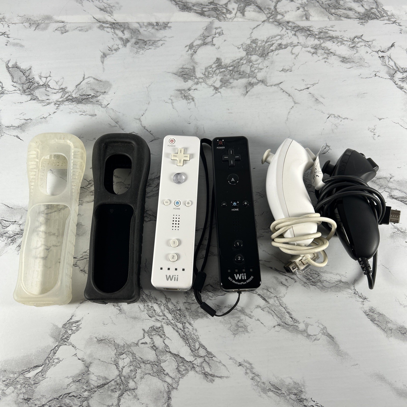 Nintendo Wii Console RVL 001 Lot 2 Wii Remotes, Wires, Wii Sports & More