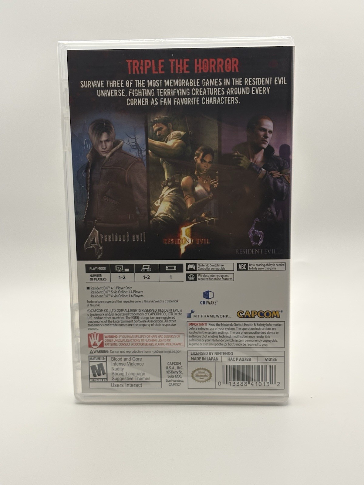 Resident Evil Triple Pack Nintendo Switch New Sealed RE4 RE5 RE6