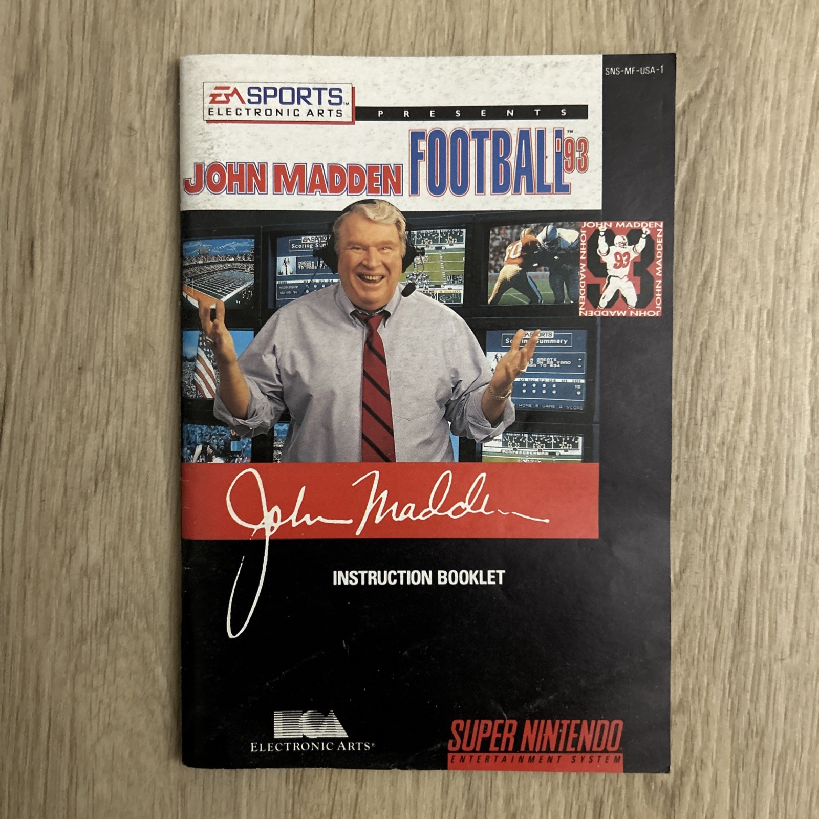 John Madden Football 93 (Super Nintendo, 1992) With Original Manual – Tested