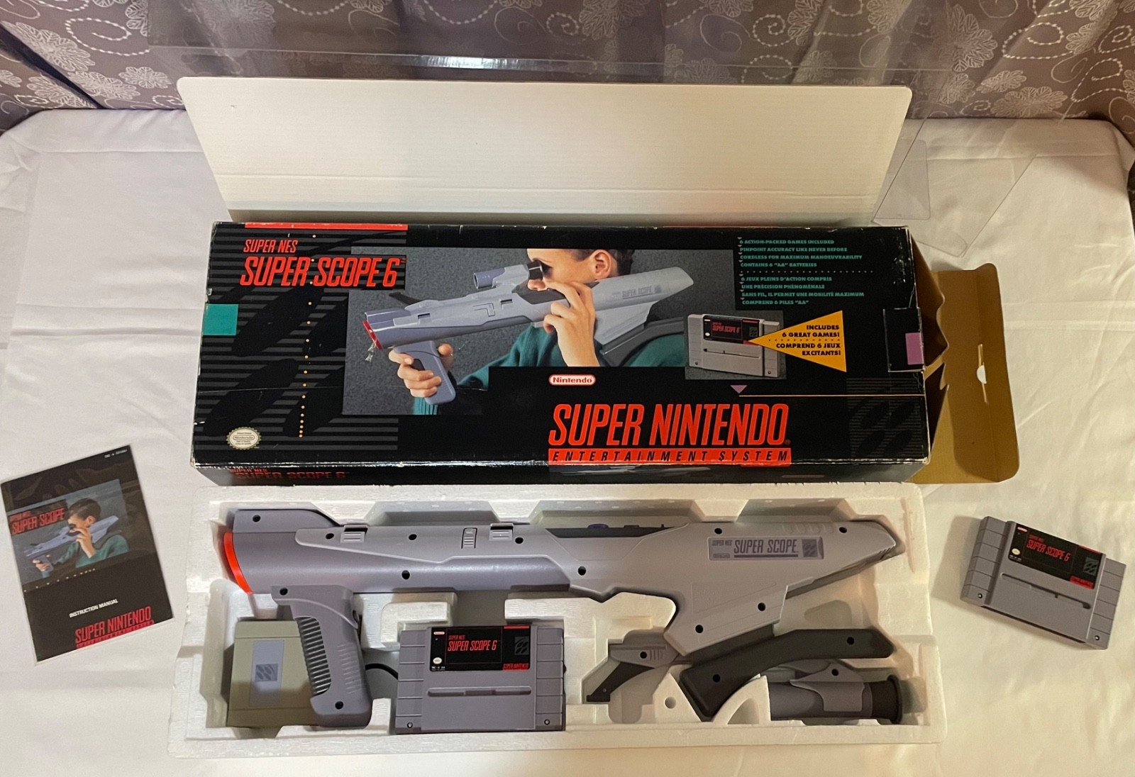 Super Nintendo System CIB Bundle / SuperScope 6 CIB / 68 in 1 SNES Game BrandNew