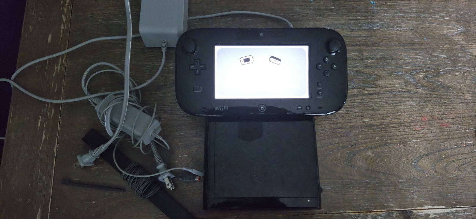 Nintendo Wii U 32GB Black Console w/ GamePad Cables