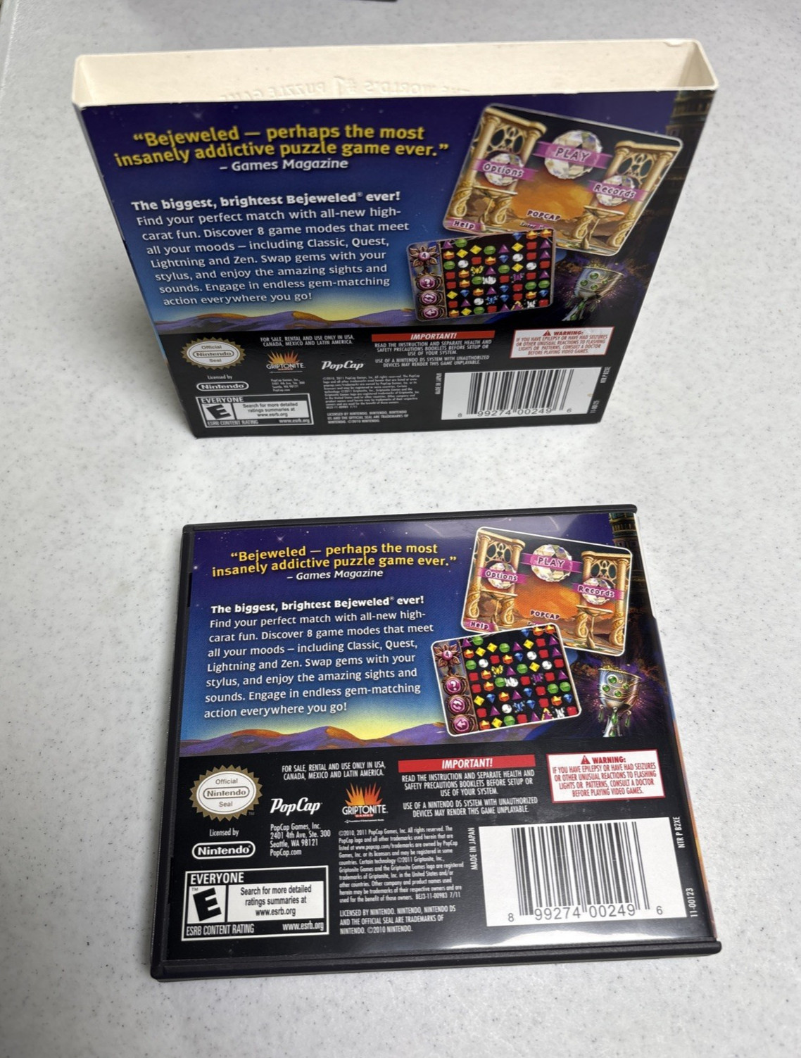 Bejeweled 3 Nintendo DS 2011 Complete w/ Game, Manual & Slip cover Tested Works