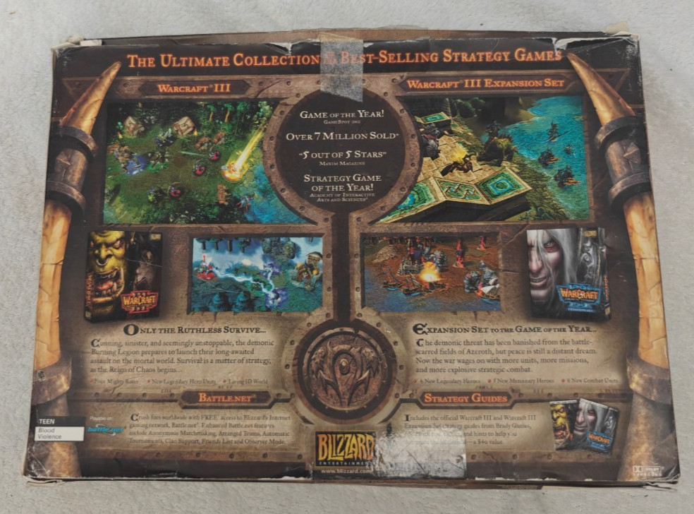 WarCraft III Battle Chest (PC, 2003) missing Frozen Throne disc