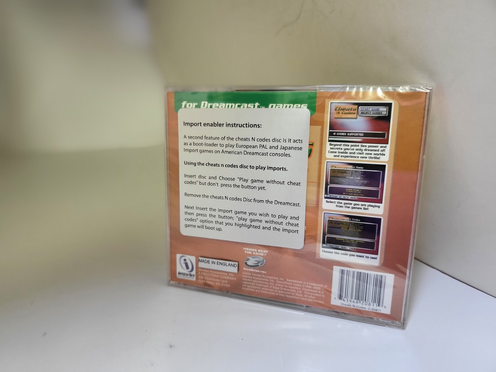 NEW Cheats-N-Codes Vol 1 Import Game Enabler for the Sega Dreamcast console