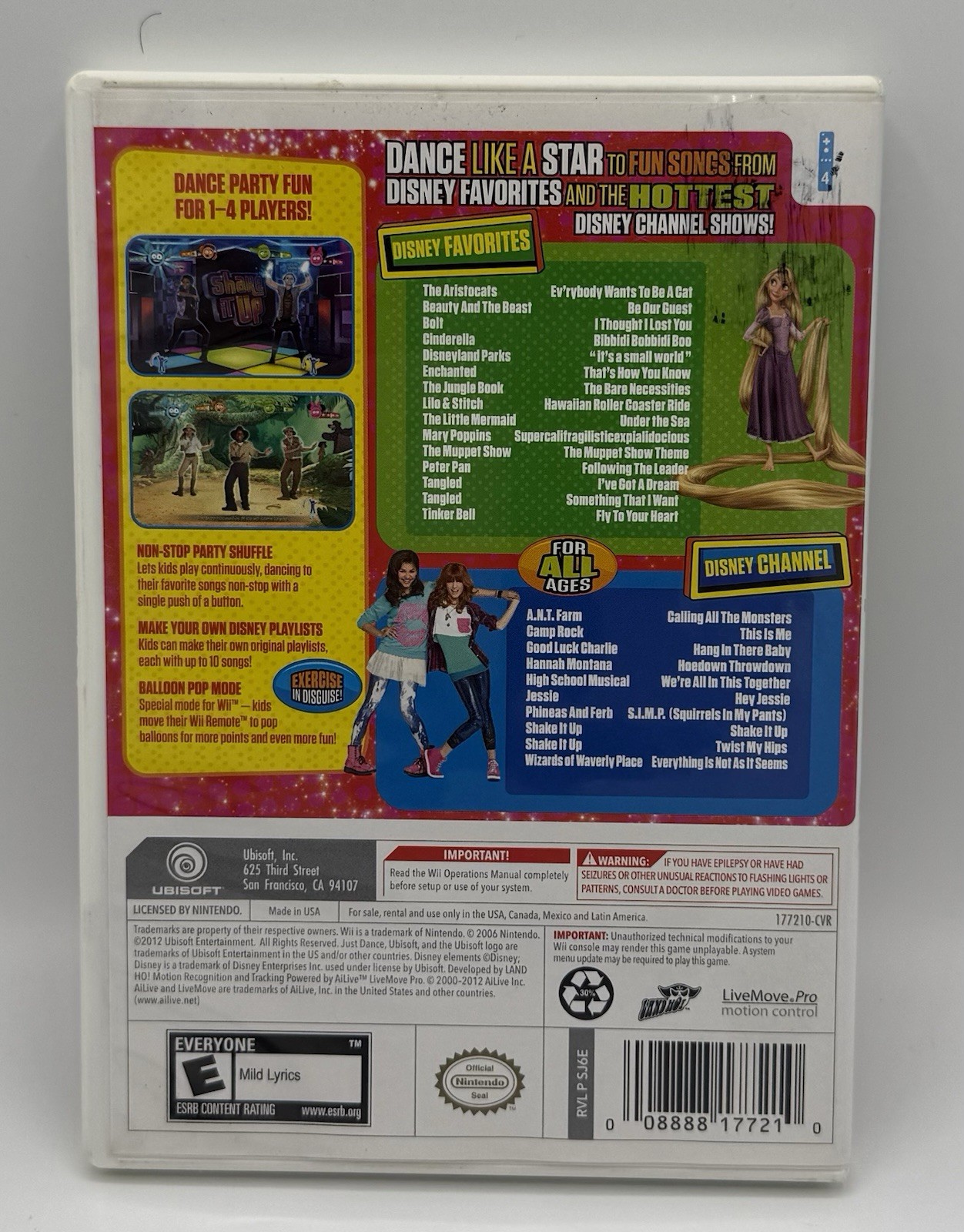 Just Dance Disney Party Nintendo Wii 2012 Tested Video Game with Manual