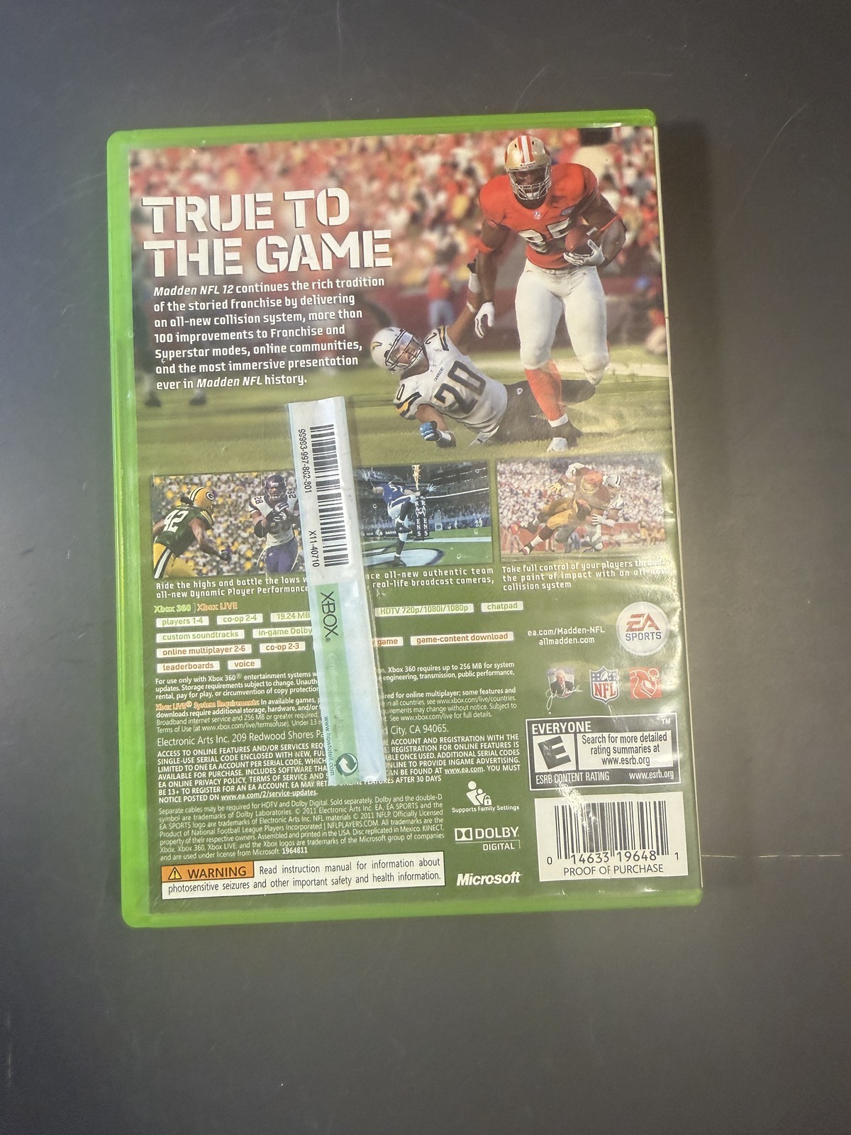 Madden NFL 12 (Xbox 360) EA Sports Football NTSC ESRB E Complete with Manual