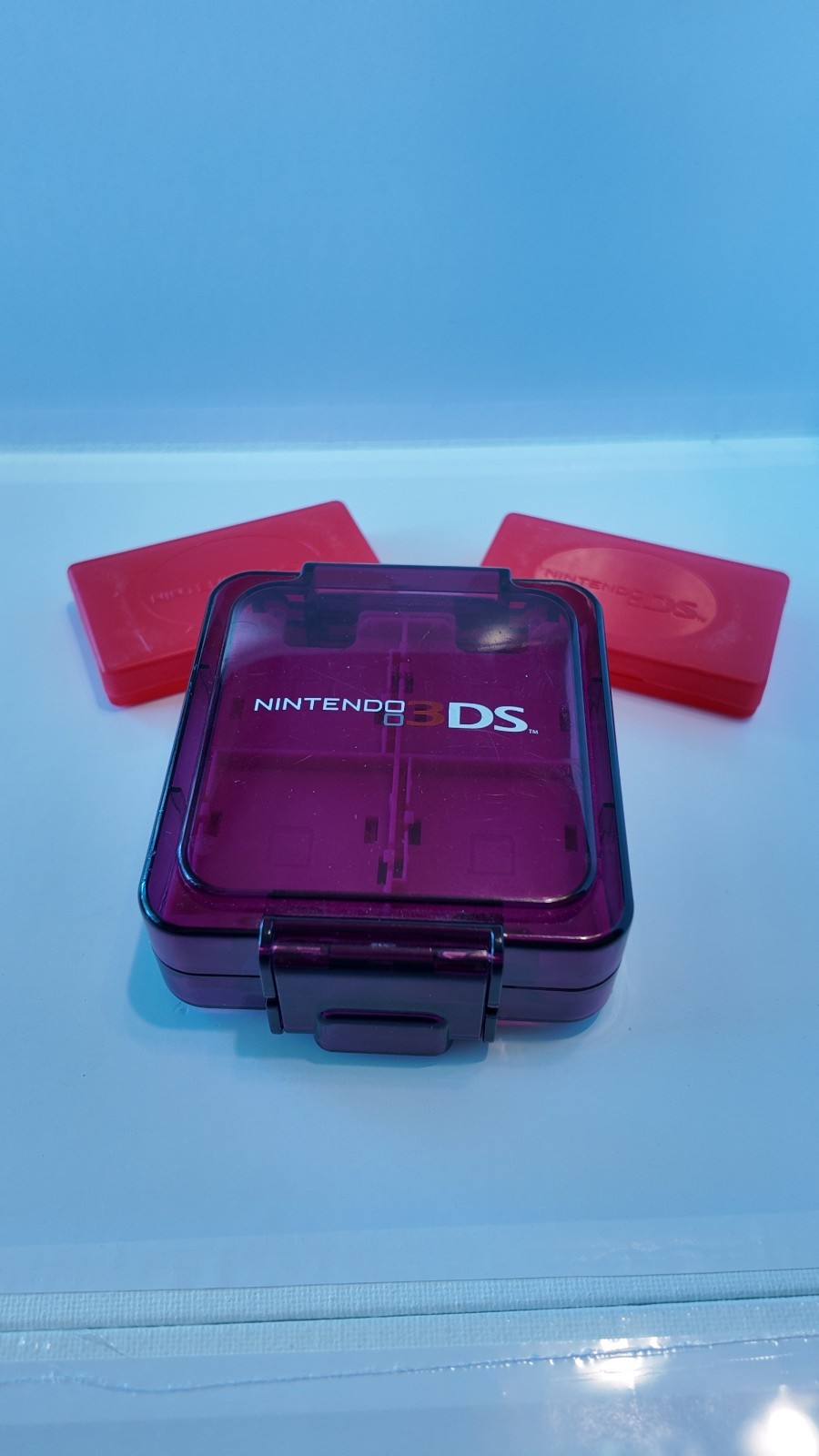 Nintendo 3DS Compact Game Cases, Clear Purple, Red Cases Holds 16 Game Cards
