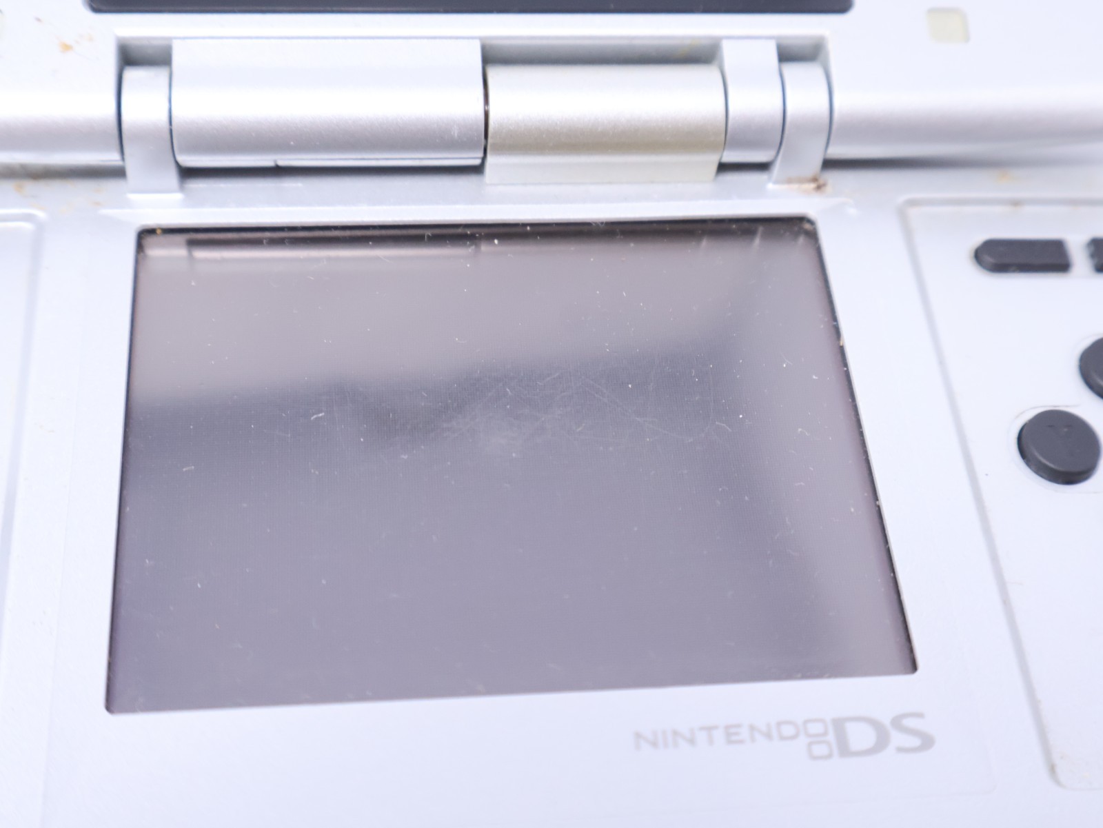 Nintendo DS Titanium Silver For Parts Handheld Console Good Shell & Hinge