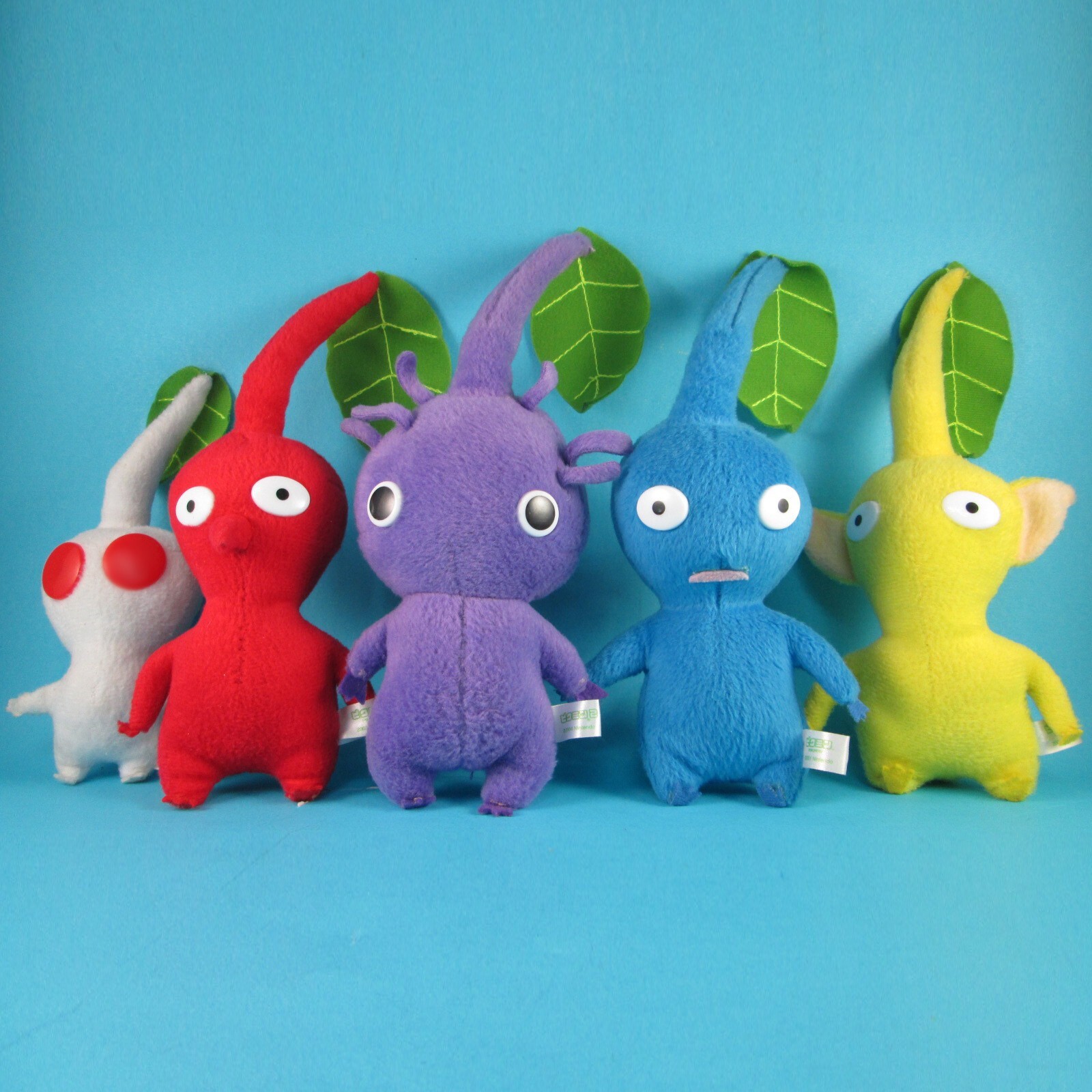 RARE Red Blue Yellow White Purple PIKMIN Vintage Nintendo Plush Lot 2001-2004