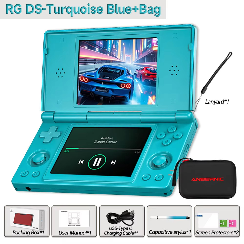 ANBERNIC RG DS Handheld Game Console 4″ IPS Multi-touch Dual-screen (Flip)