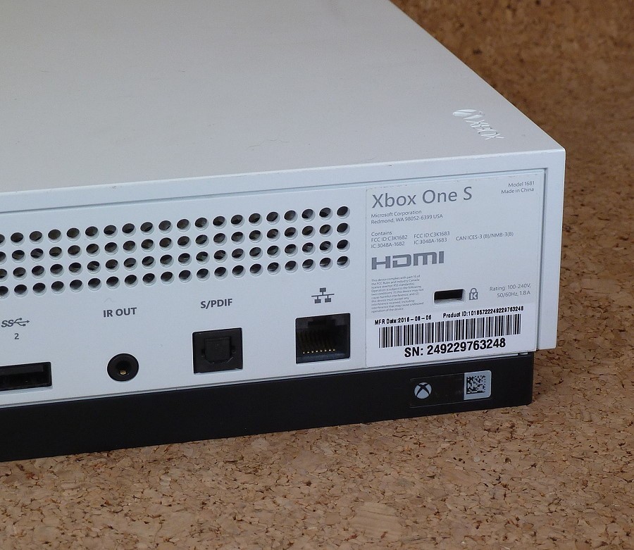 Microsoft Xbox One S (Model 1681) Gaming System Console + 2 controllers, Tested