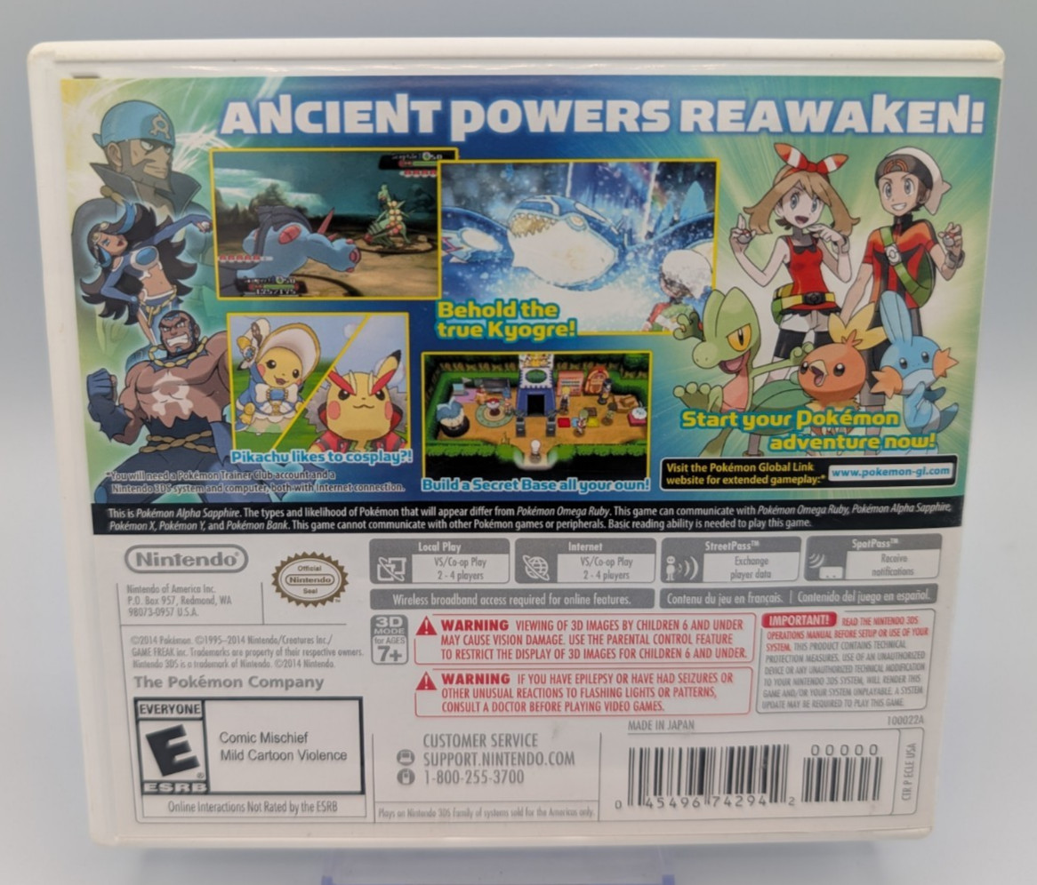 Pokemon: Alpha Sapphire (Nintendo 3DS, 2014) – Authentic – CIB Complete – Tested