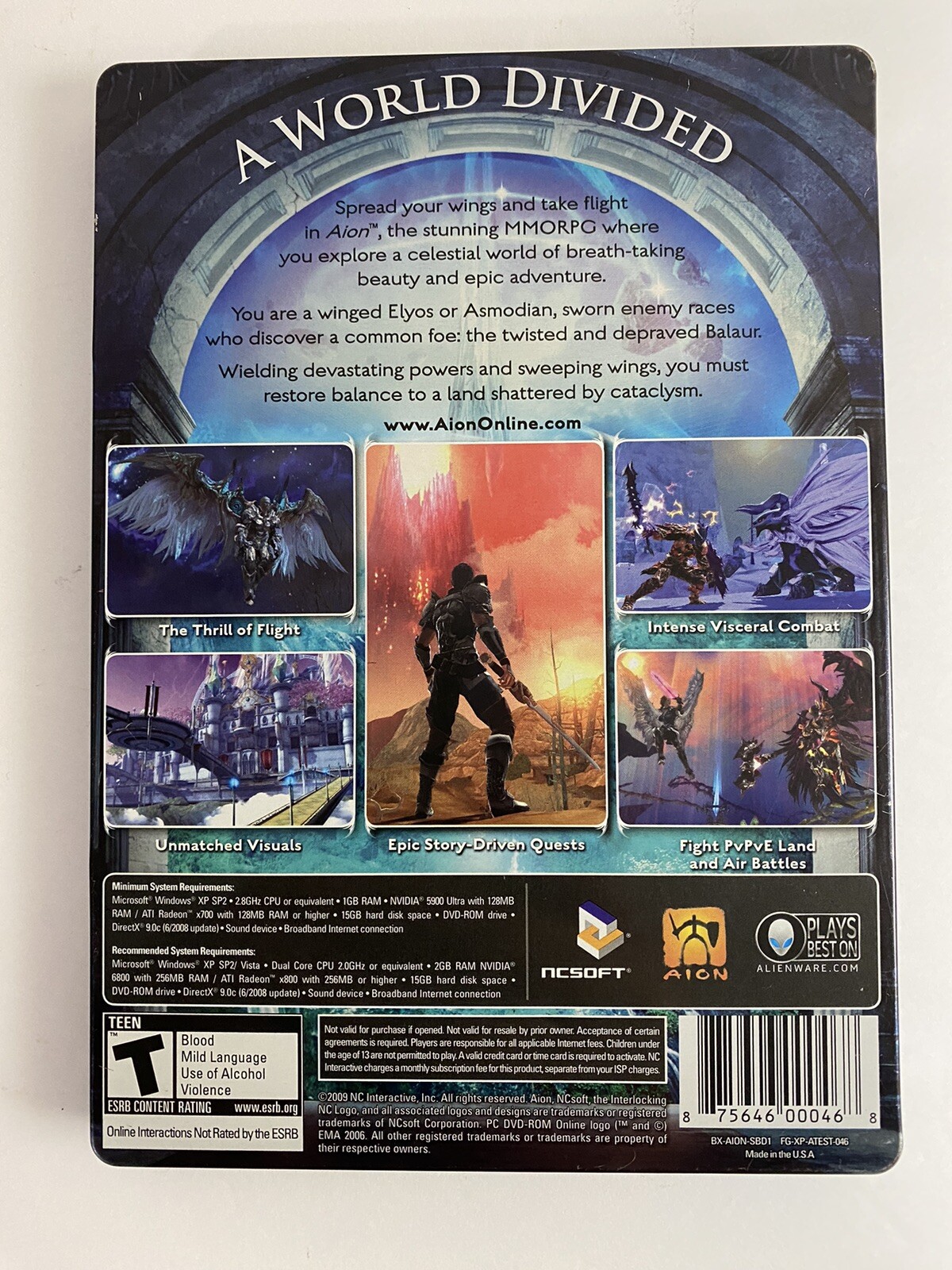 Aion (PC DVD-Rom, 2009, 2-Discs) Steelbook Edition Complete w/Game manual CIB