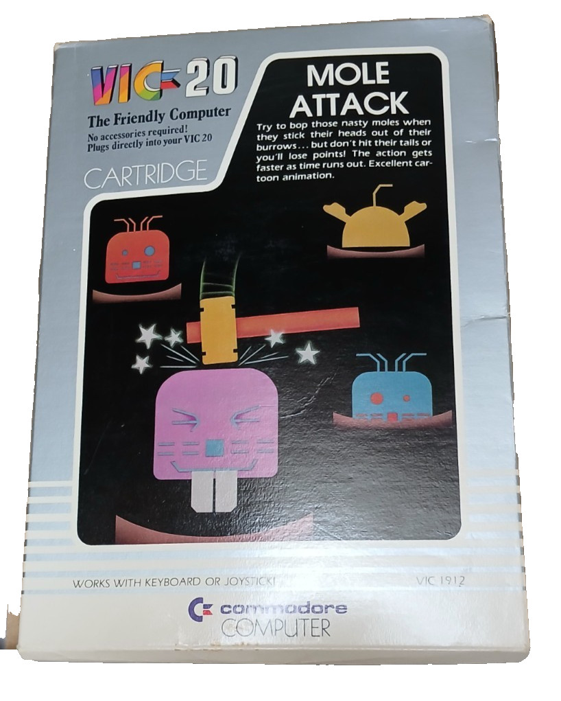 Mole Attack Commodore VIC 20 Case, Cartridge & Insert, Untested 1981
