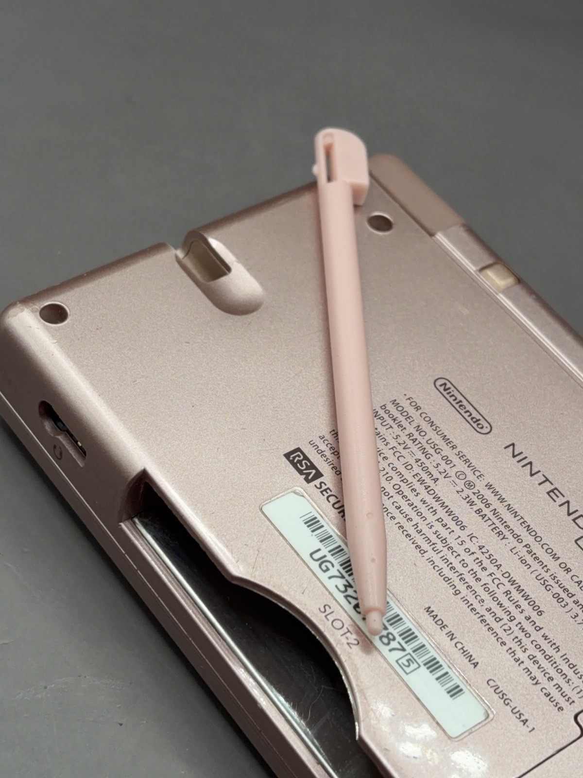 Nintendo DS Lite Metallic Rose Pink Handheld Video Game Console Only With Stylus
