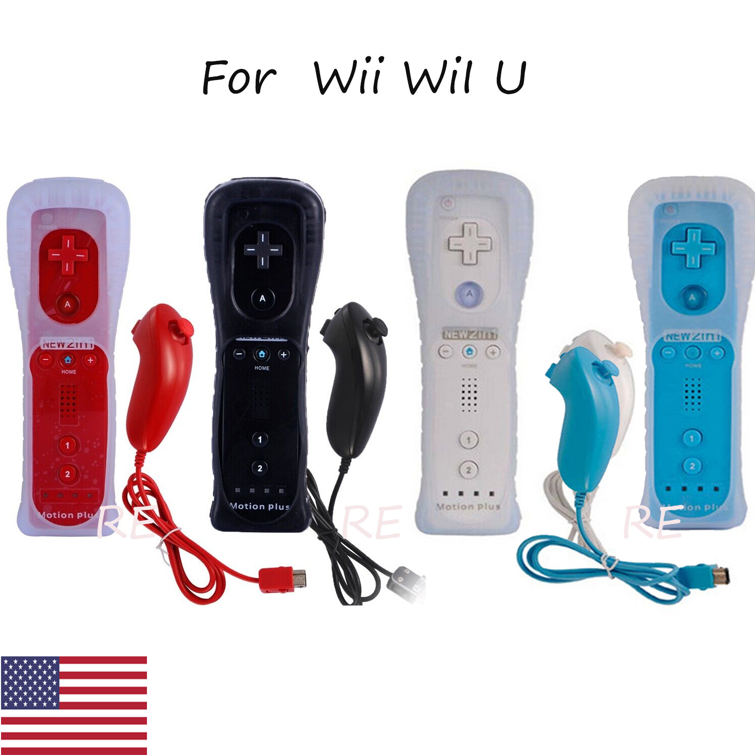Built in Motion Plus Wii Remote & Nunchuck Controller Sets For Wii Wi U Console